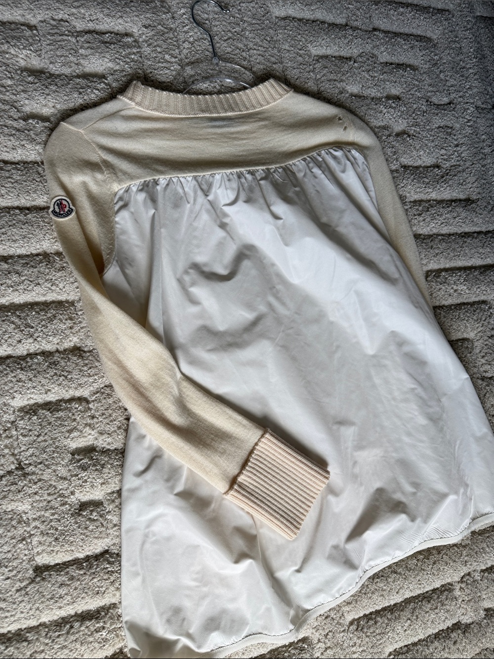 Moncler Cream Layered Hem Crewneck Sweater - Picture 3 of 5